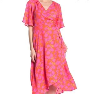 NWT Bobeau Orna Floral Patterned Wrap Dress, sz S